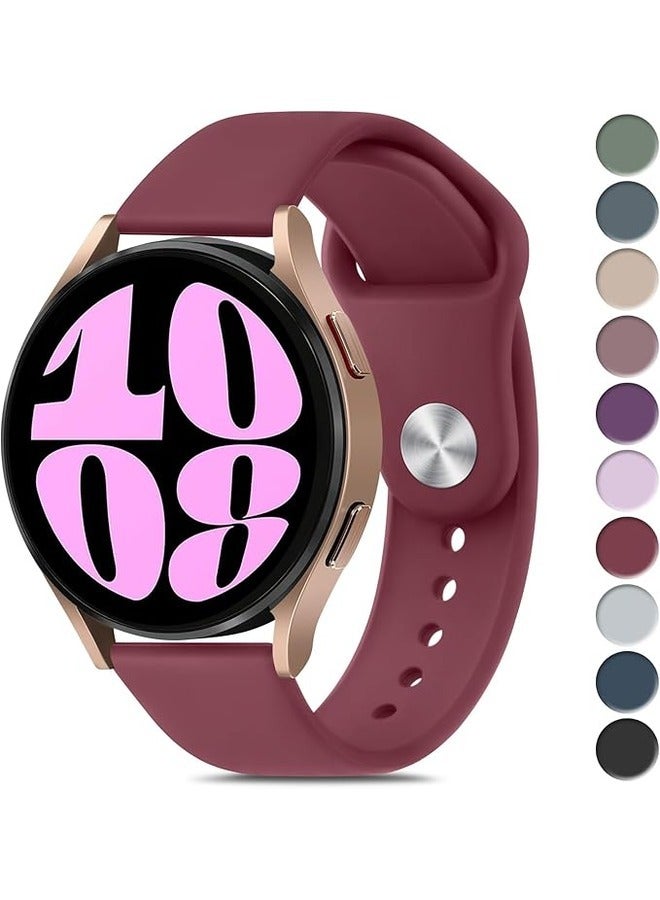 ELTRAZONE Wine Red Silicone Sport Band for Samsung Galaxy Watch 6 (40mm/44mm) & Galaxy Watch 6 Classic (43mm/47mm) - 20mm Replacement Strap for Men and Women - Image 1