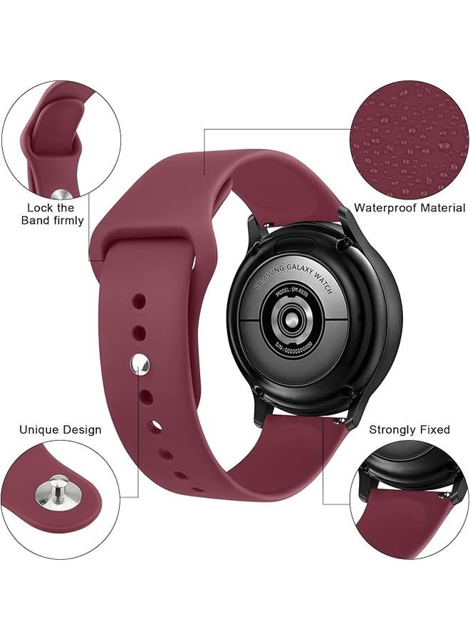 ELTRAZONE Wine Red Silicone Sport Band for Samsung Galaxy Watch 6 (40mm/44mm) & Galaxy Watch 6 Classic (43mm/47mm) - 20mm Replacement Strap for Men and Women - Image 2