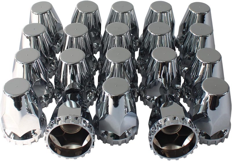 KASONG Chrome ABS Plastic Front Hub Caps Wheel Axle Covers with 33 mm Screw on Lug Nut Covers for Semi Trucks - 1 Pair - Image 3