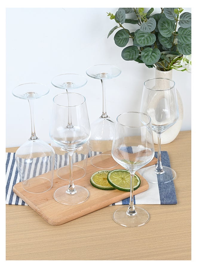 Ollieroo Wine Glasses Set of 6, 400ml Wine Glass with Stem, Perfect for Home, Restaurant, Dishwasher Safe, Lead-free, Clear, Durable Glassware - Image 1