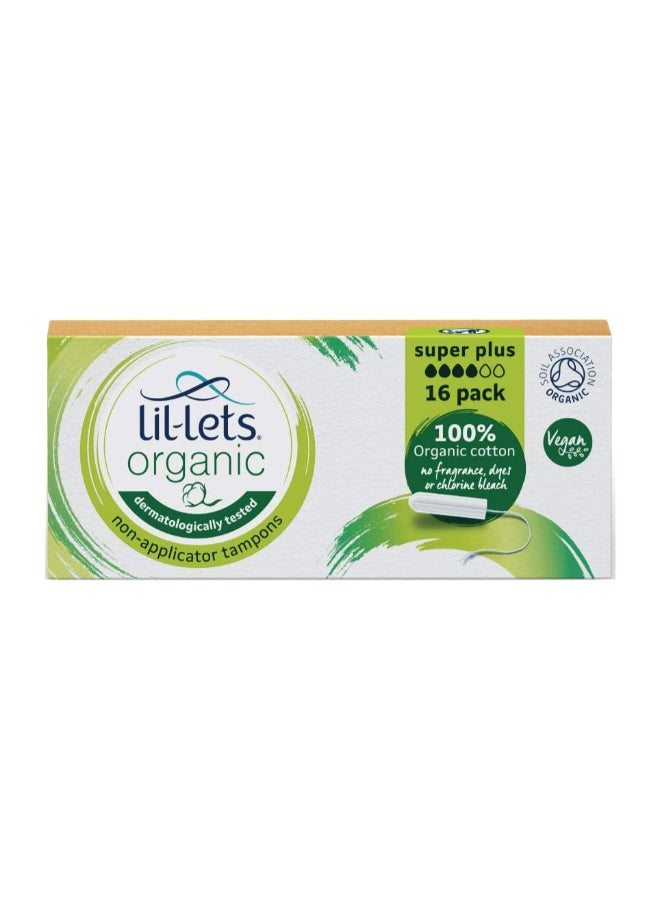 Lil-Lets Organic Super Plus Non-Applicator Tampons - 100% Organic Cotton - Superior Comfort -Fast Abosorption- Fragrance Free - Leaf Proof Protection - Skin Friendly - 16 Units - Image 2