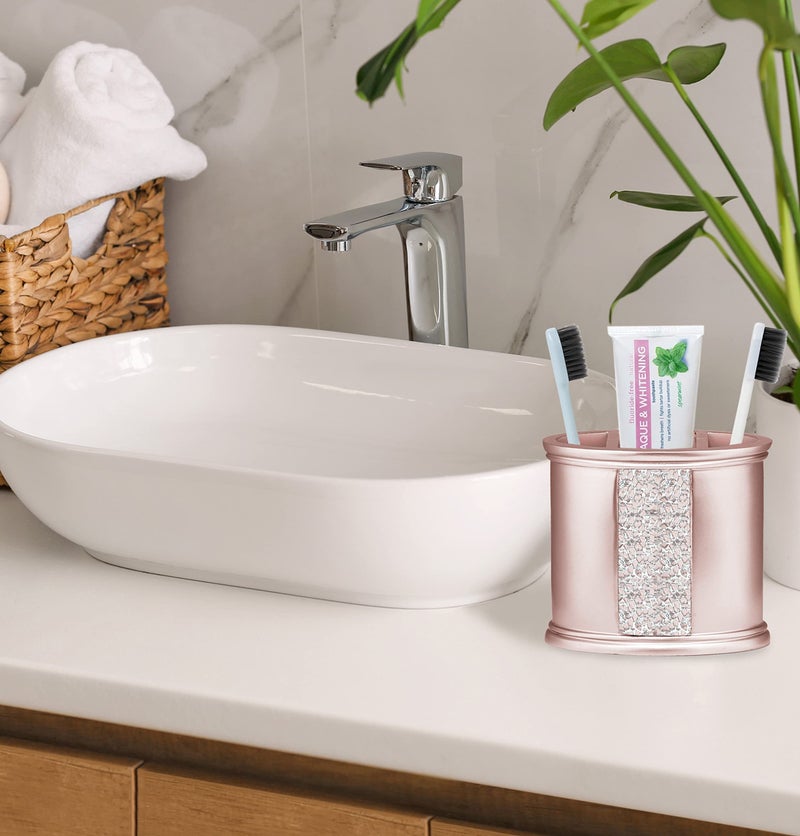 Popular Bath Sinatra Bath Shower Tooth Brush Holder Silver Modern Classic Bath Accessories Decorative Beautiful Hollywood Design Bathroom Accessories, Blush - Image 2