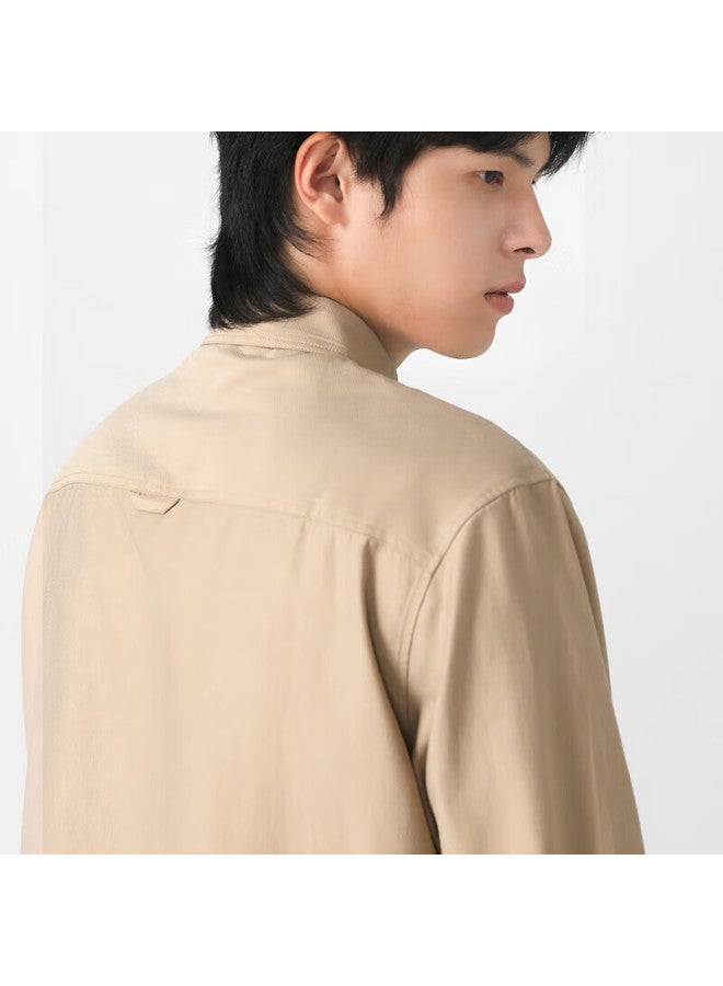 Markless Lyocell Men's Shirt Spring Autumn Solid Color Long Sleeve Casual Top 3508 Khaki XL - Image 2