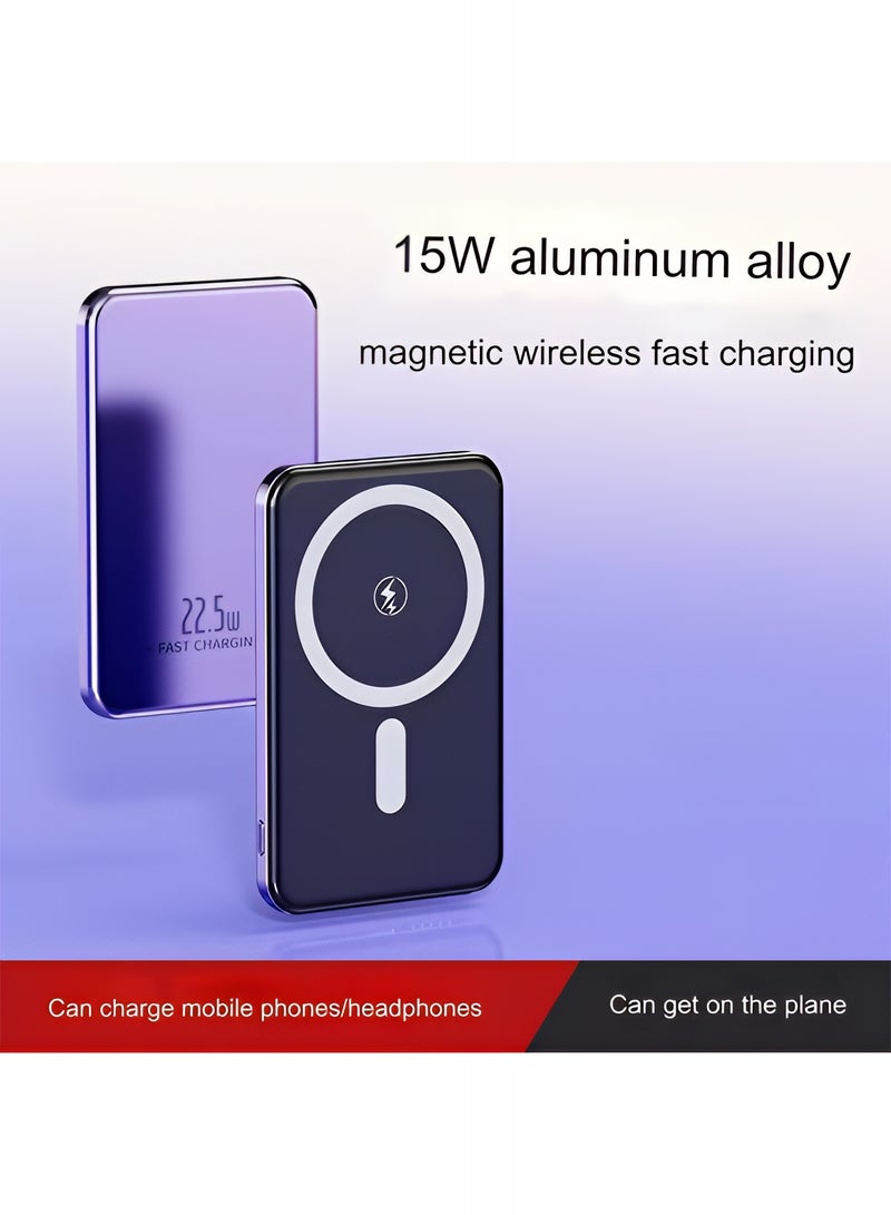 سمارت لينك بنك طاقة لاسلكي مغناطيسي بقوة 15 واط سعة 10000 مللي أمبير، شاحن متنقل سريع 22.5 واط، هيكل خفيف الوزن من الألومنيوم - أسود - Image 5