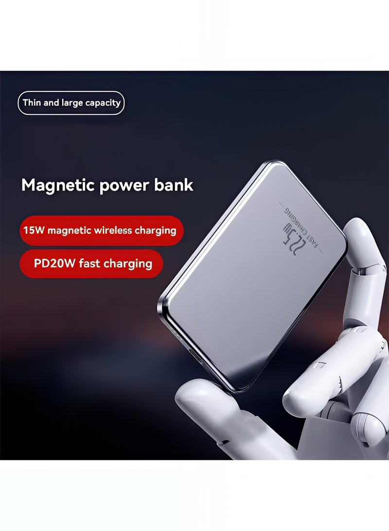 سمارت لينك بنك طاقة لاسلكي مغناطيسي بقوة 15 واط سعة 10000 مللي أمبير، شاحن متنقل سريع 22.5 واط، هيكل خفيف الوزن من الألومنيوم - أسود - Image 4