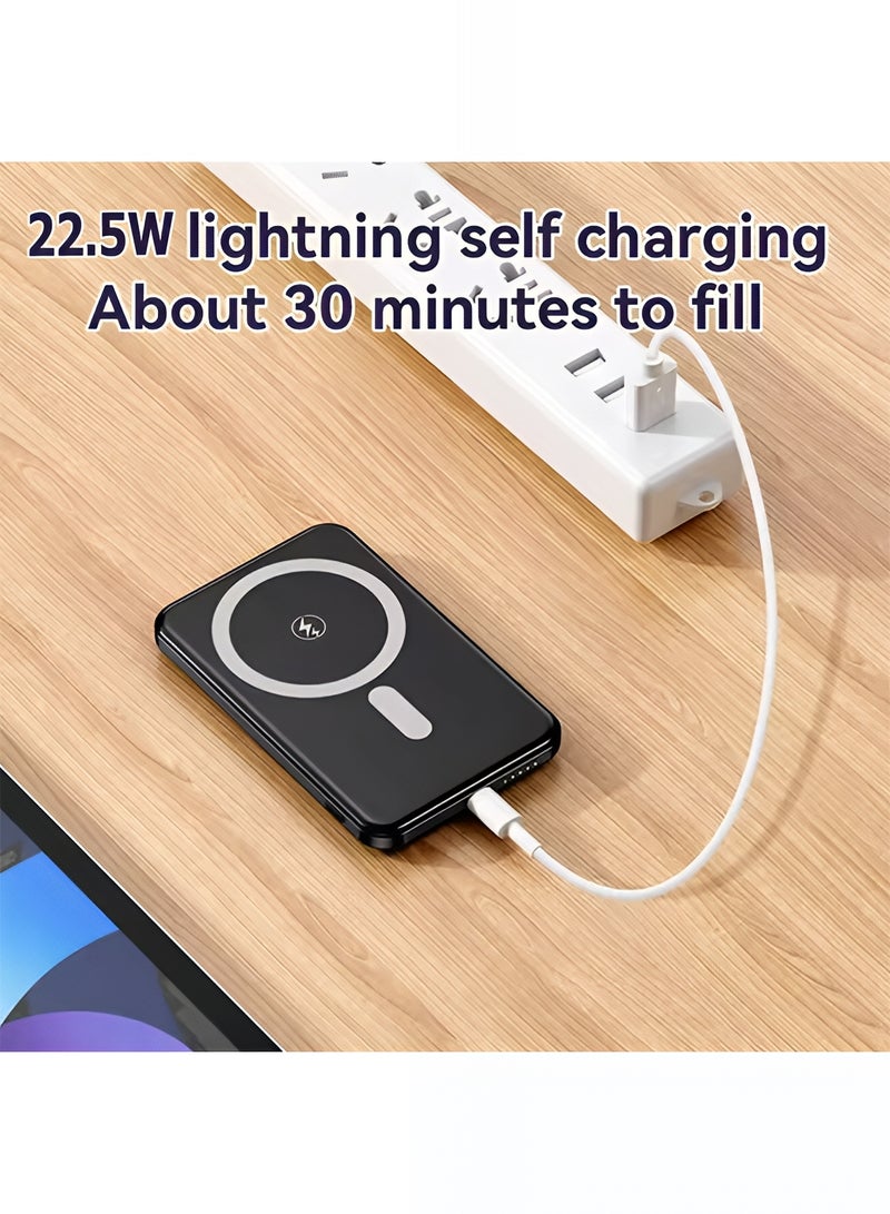 سمارت لينك بنك طاقة لاسلكي مغناطيسي بقوة 15 واط سعة 10000 مللي أمبير، شاحن متنقل سريع 22.5 واط، هيكل خفيف الوزن من الألومنيوم - أسود - Image 3