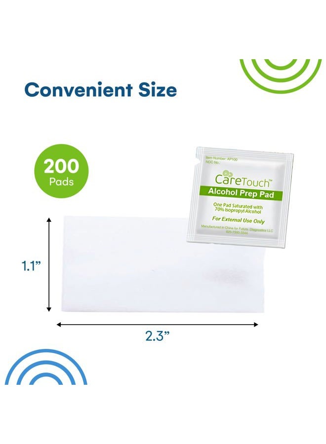 Care Touch Alcohol Wipes | Individually Wrapped Alcohol Prep Pads with 70% Isopropyl Alcohol, Great for Medical & First Aid Kits | Sterile, Antiseptic 2-Ply Alcohol Swabs - 200 count - Image 3