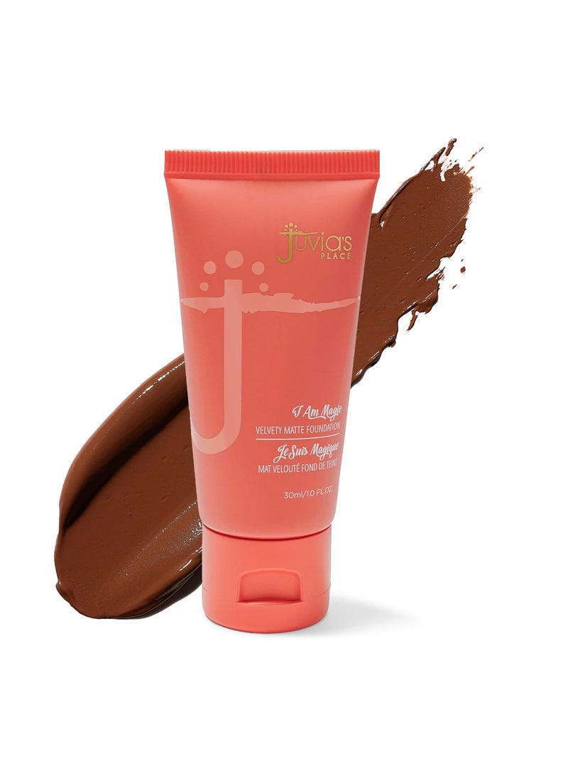 Juvia's Place - Juvia's Place I Am Magic Velvety Matte Liquid Foundation 140 - Angola - Deep Dark w/Warm Undertone, Makeup Foundation Full Coverage, Lightweight, Long Wear, Velvety Matte Finish - Image 1