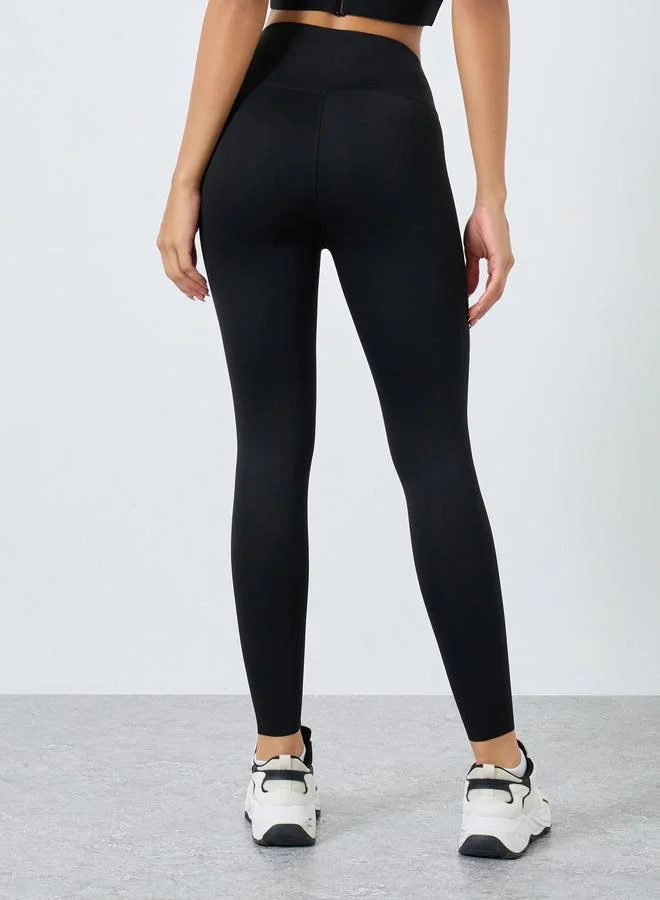 ستايلي اكتيف ليقنز بخصر عريض وحافة خام