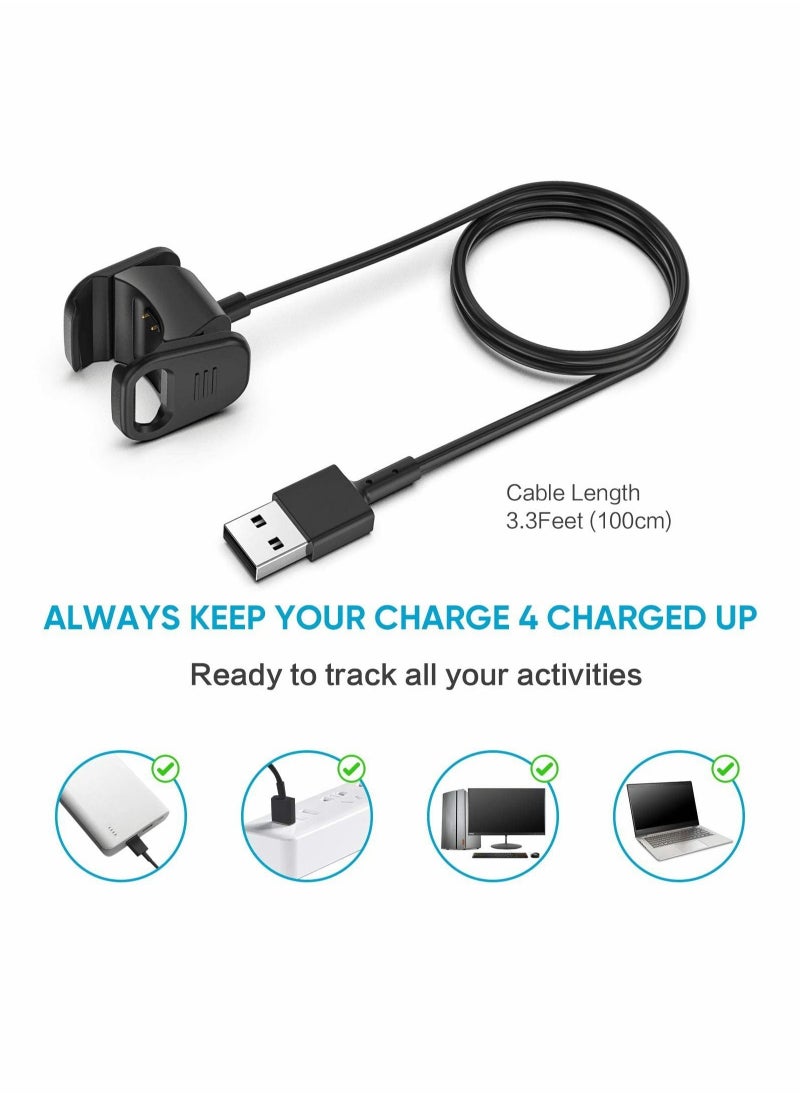 KASTWAVE - Charger Cable Compatible with Fitbit Charge 3/Charge 4, 2 Pcs Replacement USB Charging Cradle Dock Stand Cable Smart Watch Adapter for Fitbit Charge 3/Charge 4(3.3 ft/1.6ft) - Image 1