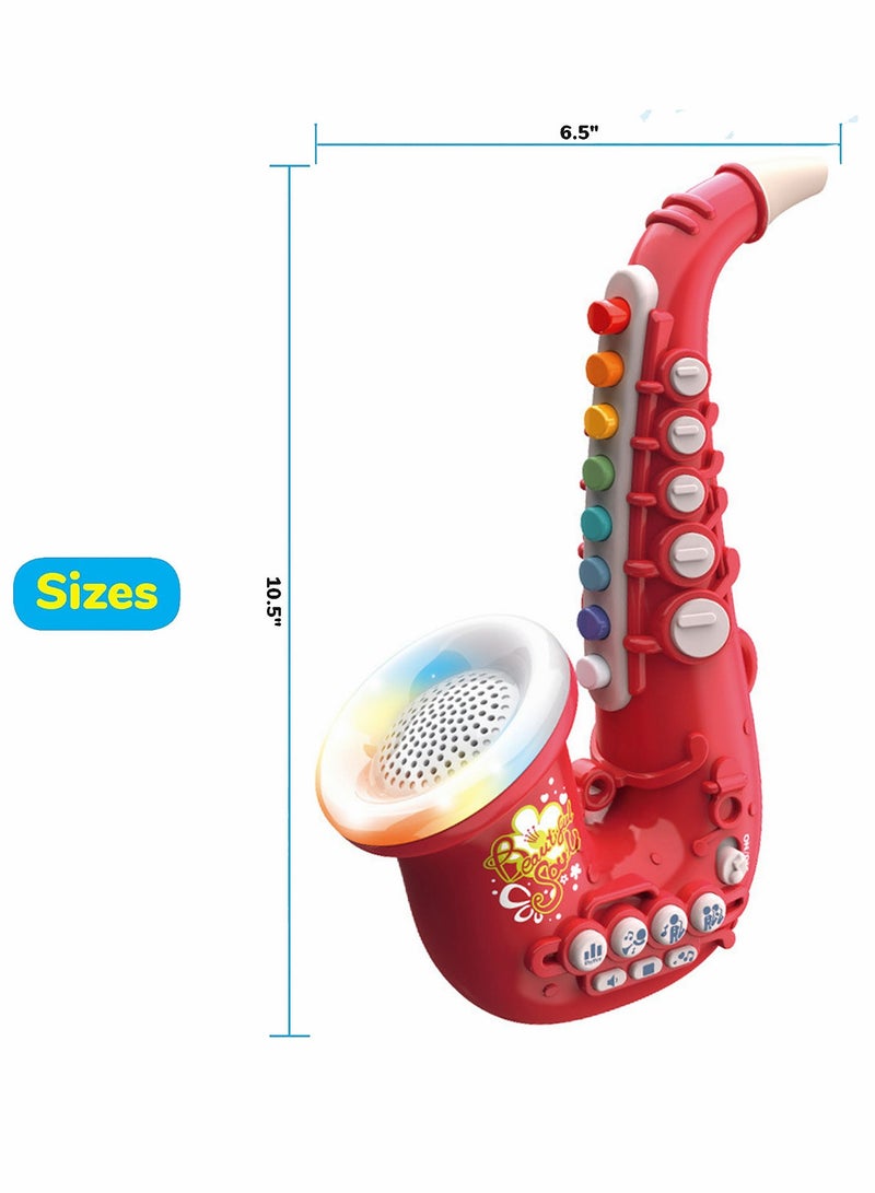 Toy Saxophone for Kids 8 Note with Music Musical Instruments Early Educational Simulation Mini Dynamic LED Lights and Functions