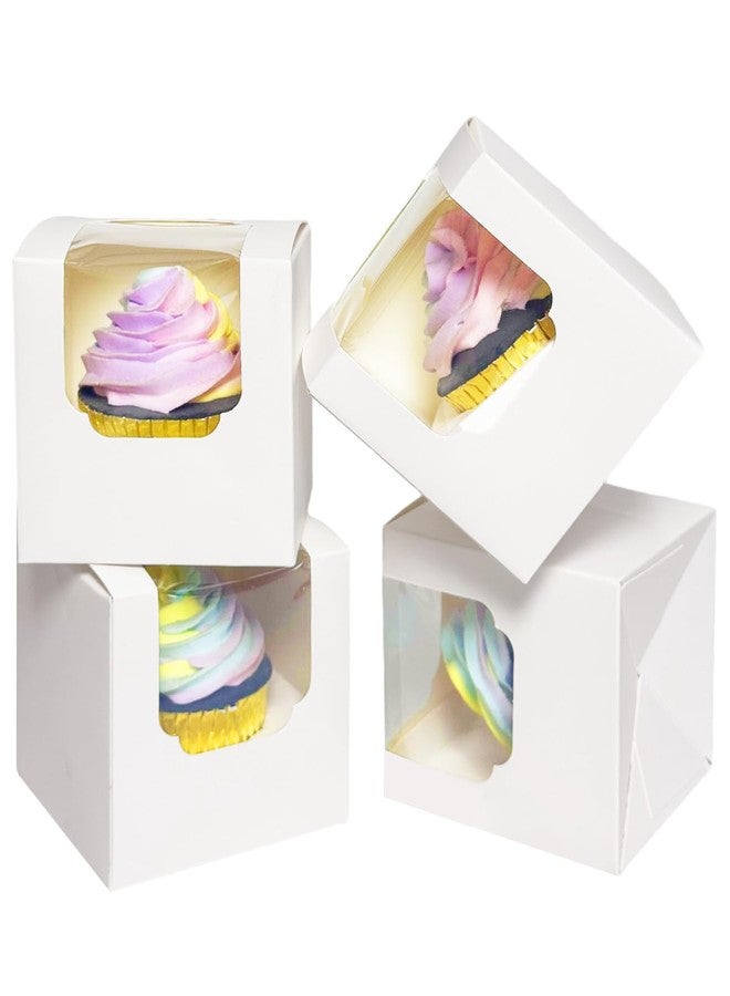 Bakepacker Auto-pop up Cupcake Boxes 100-Packs Individual Cupcake Container White 3.5" x 3.5" x 3.5" Single Cupcake Boxes - Image 2