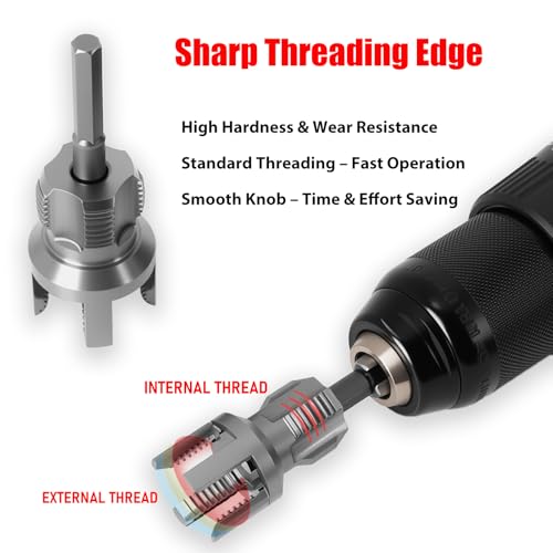 PILISPARK New PPR Pipe Threading and Reaming Tool Kit - Professional Threader for Plumbing, Electric Drill Style Threading Tool for 1/2“(DN15) 3/4“(DN20) PVC Pipe with Reaming Bit Set Great DIY Gift for Men - Image 3