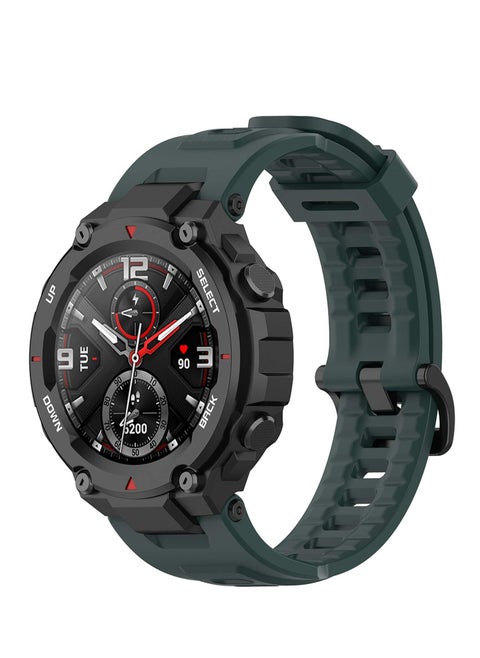 Strap Compatible with Amazfit T-Rex/T-Rex Pro Smartwatch Soft Silicone Sports Replacement Watch Band Waterproof Breathable Wristband Bracelet with Tools (Green)