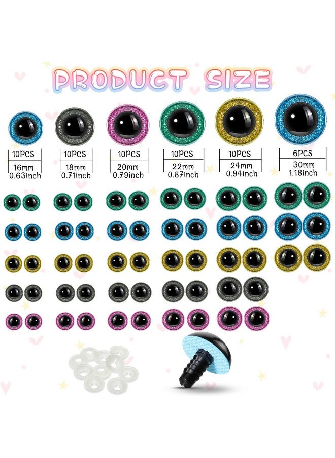 WILLBOND WILLBOND 56 Pcs Large Safety Eyes Stuffed Animal Eyes Plastic 16-30 mm Craft Crochet Eyes for DIY of Puppet Bear Doll Making, 6 Sizes  - Image 2
