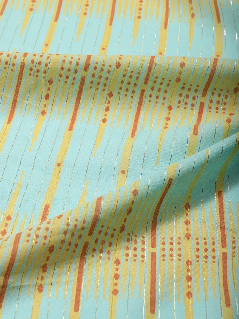 أيه كيه إس Aqua And Mustard Yellow Ikat-Inspired Fabric