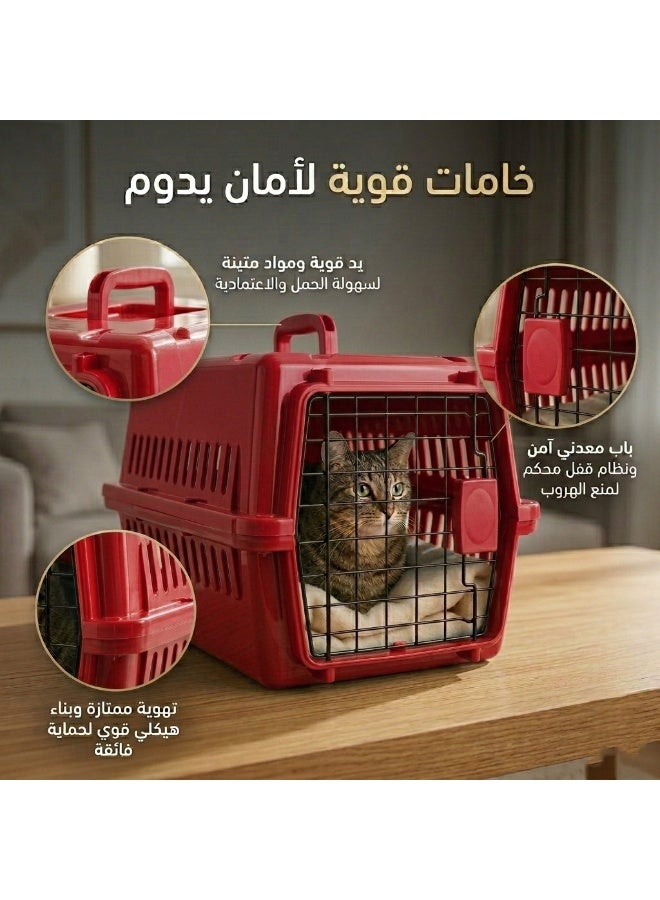 بوكس تنقل للقطط والكلاب الصغيرة – خفيفة التهوية، مريحة، معتمدة للطيران – مثالية للنقل، النزهات، والرحلات الجوية - Image 3