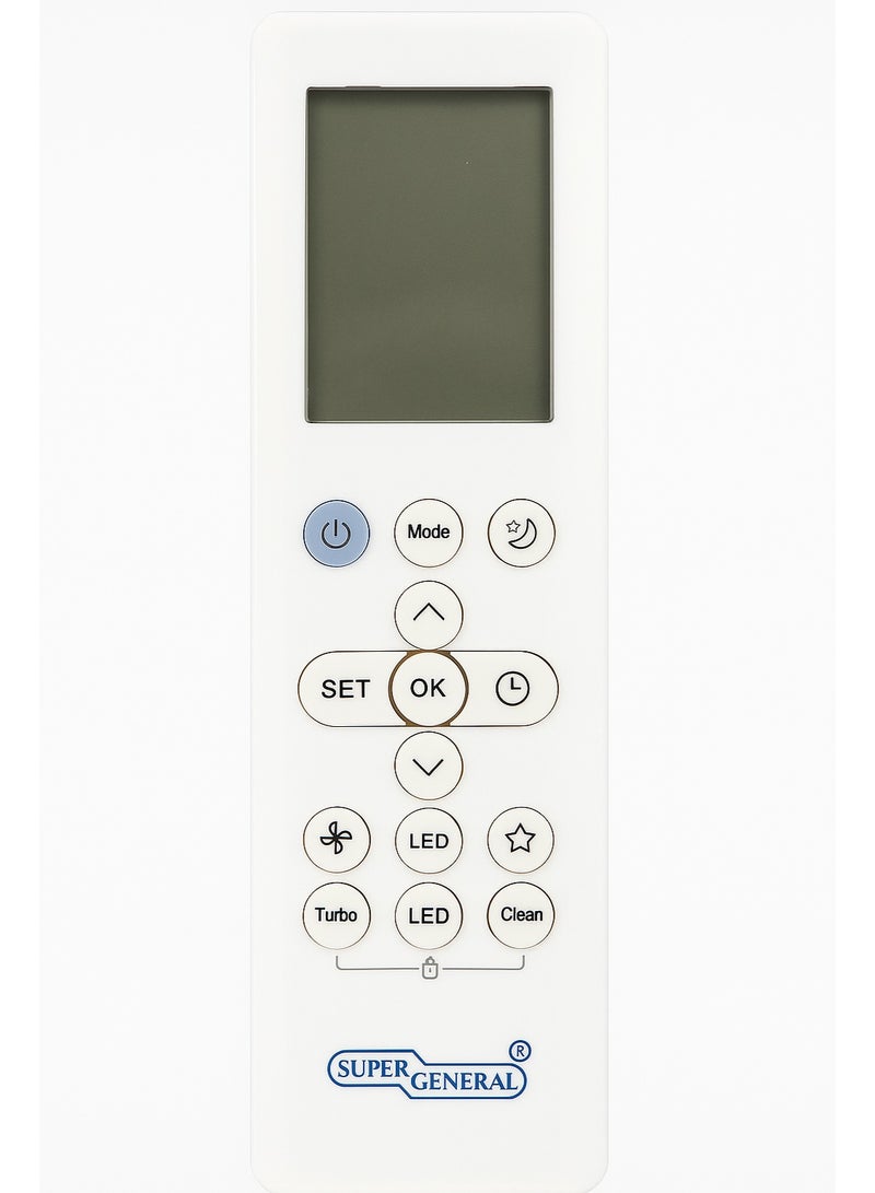 Super General Air Conditioner Remote Control – Universal Replacement AC Remote with LCD Display, Turbo, Swing, LED & Clean Functions – Compatible with Super General Split and Inverter ACs