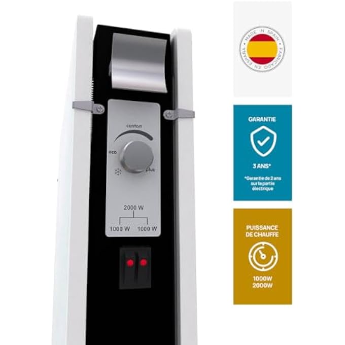 MAZDA RADIATEUR MOBILE A A INERTIE PIERRE MIRIDA 2000W SABLE BLANC - Image 3