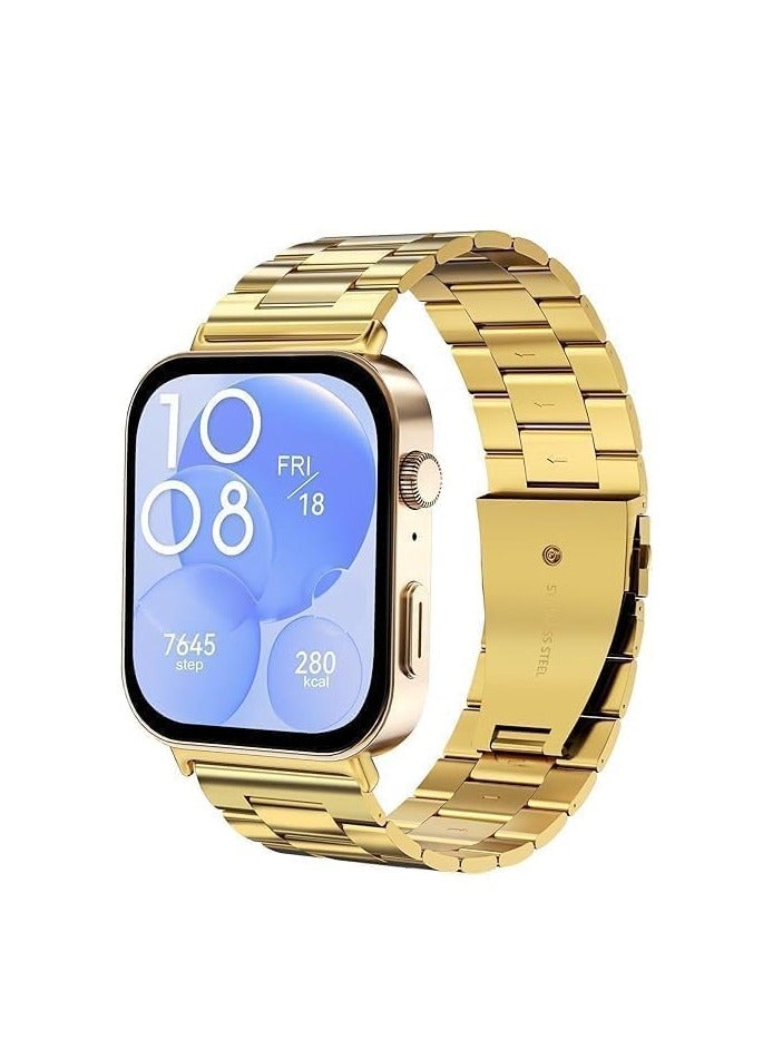 Straps Compatible with Huawei Watch Fit 3 Strap, Stainless Steel Wristband Replacement Watch Strap Bands Accessories Bracelet for Huawei Watch Fit 3 - Image 1