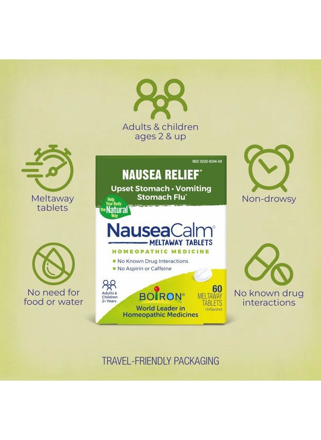 Boiron NauseaCalm Relief for Upset Stomach, Nausea, and Vomiting Due to Stomach Flu, Overindulgence, or Motion Sickness - Non-Drowsy - 60 Count  - Image 3