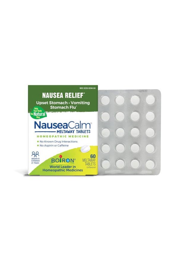Boiron NauseaCalm Relief for Upset Stomach, Nausea, and Vomiting Due to Stomach Flu, Overindulgence, or Motion Sickness - Non-Drowsy - 60 Count  - Image 1