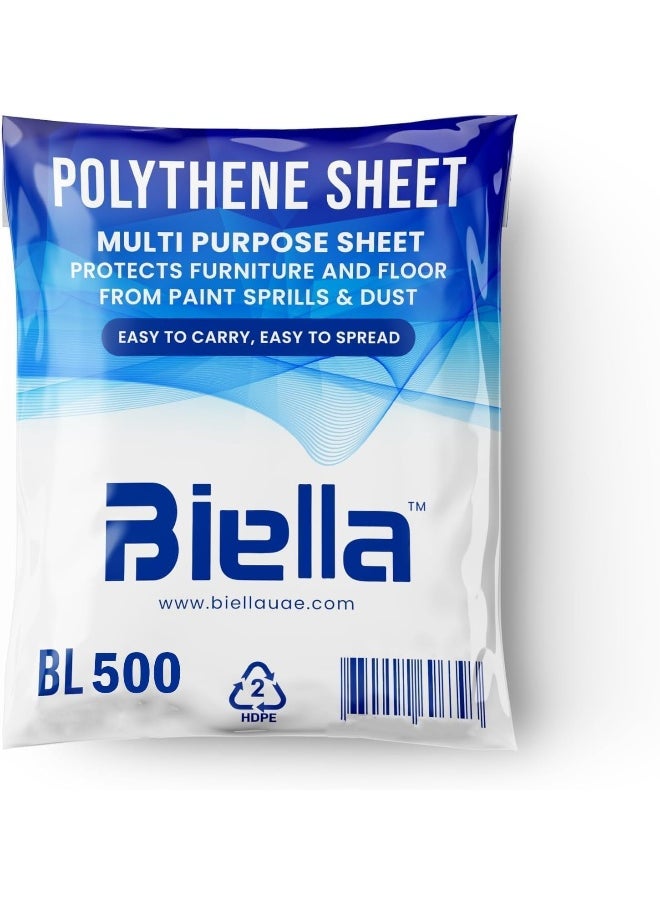 Biella Biella 9mtr Painters Polythene Sheet â€“ Waterproof, Anti-dust Drop Cloth For Painting, Couch And Furniture Cover, Disposable Tarp For Easy Cleanup 