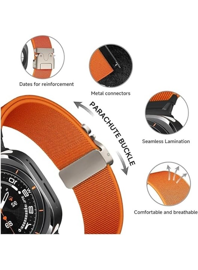 2 in 1 Sport Band+Screen Flim for Apple Watch S10/S11 46mm Men Women, Adjustable Parachute Buckle Nylon Fabric Wristband Accessories-Orange - Image 4
