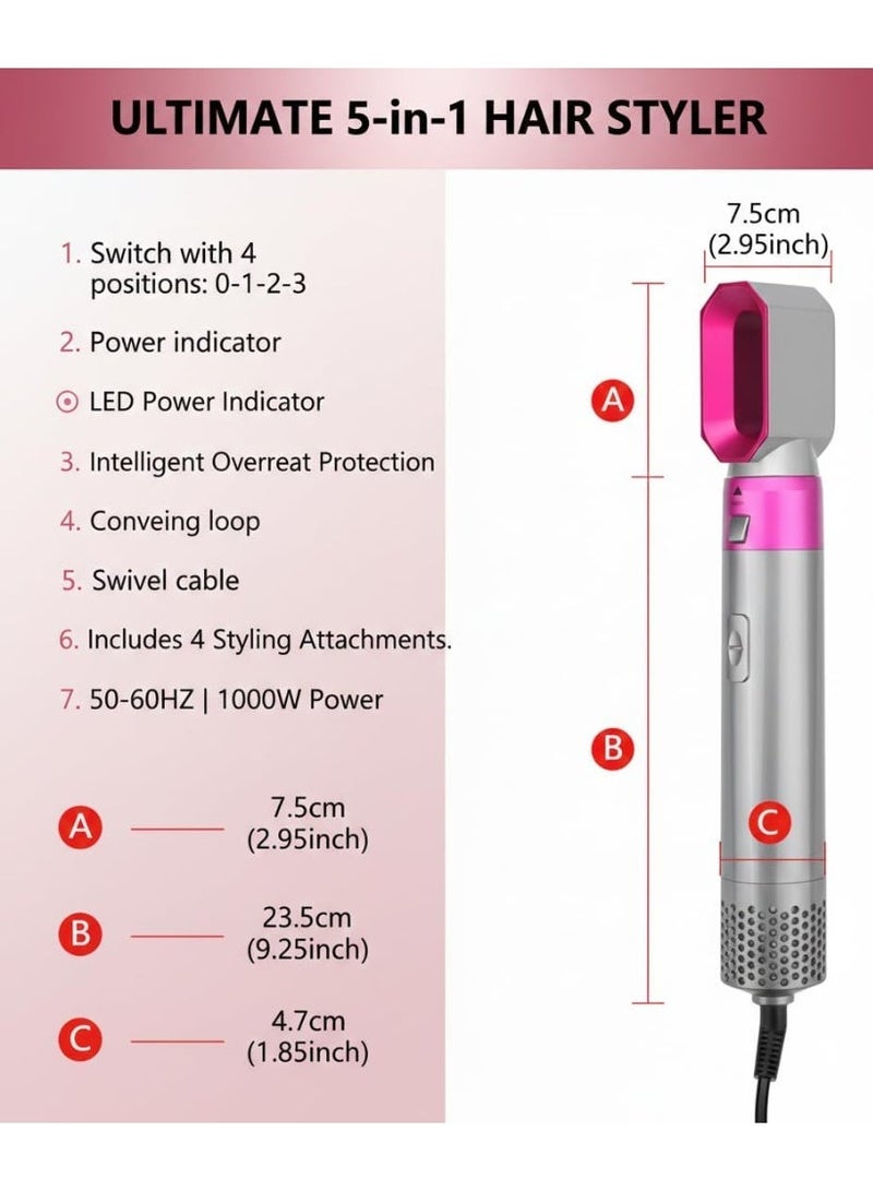 UV Enterprises 5 in 1 Hair Dryer Brush, Hot Air Styler, Curling Iron & Straightener Set, Blow Dryer Brush Volumizer, Multi Hair Styling Tool for All Hair Types  5 in 1 Hair Styler, Hot Air Brush Hair Dryer, Hair Curler & Straightener, Blow Dryer Brush, Multi Styler for Curling, Straightening & Volumizing - Image 4