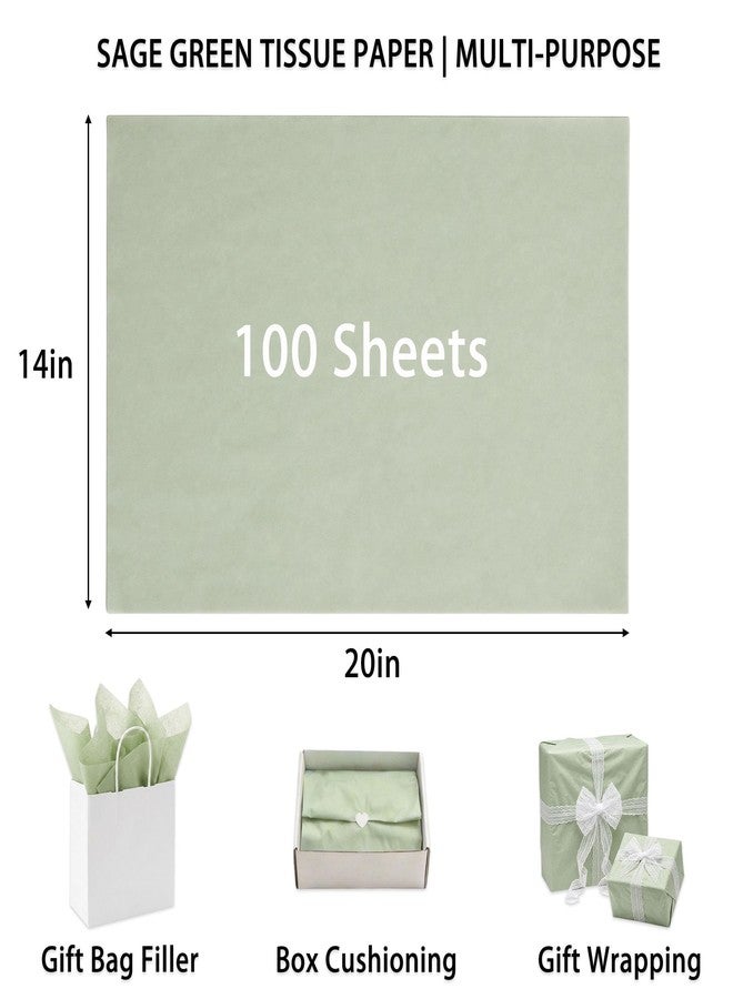 Catlovecorn Sage Green Tissue Paper Bulk, 100 Sheets 20" x 14", 17GSM Gift Tissue Paper for Gift Bags, Wrapping & Packaging, Decorative Tissue Paper for Crafts, Bouquets, Baby Shower & Party Supplies - Image 2