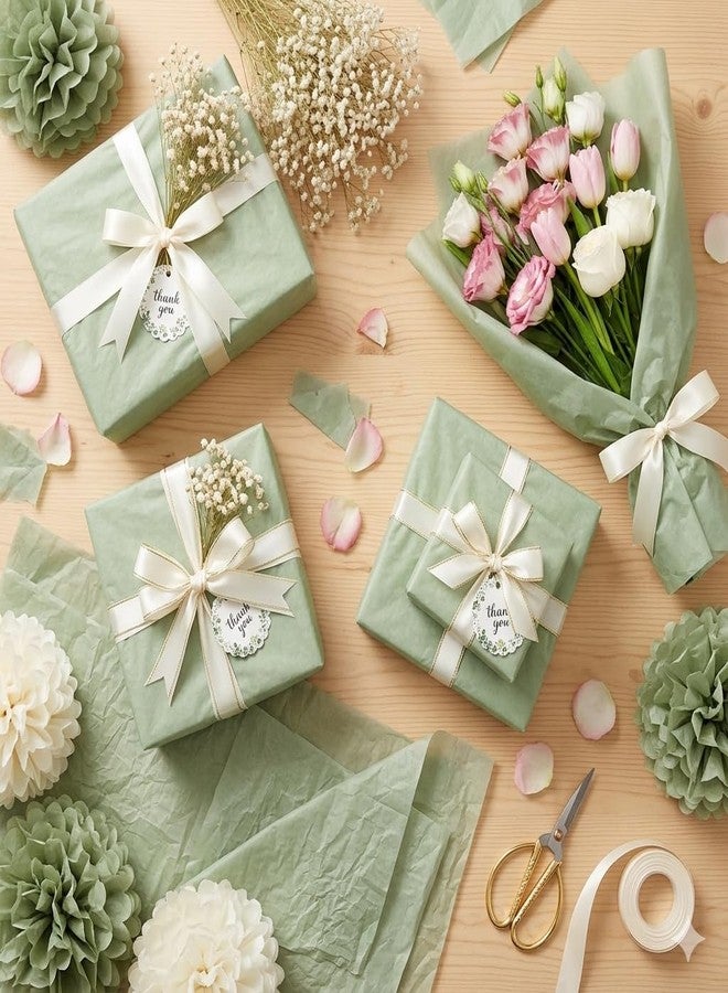 Catlovecorn Sage Green Tissue Paper Bulk, 100 Sheets 20" x 14", 17GSM Gift Tissue Paper for Gift Bags, Wrapping & Packaging, Decorative Tissue Paper for Crafts, Bouquets, Baby Shower & Party Supplies - Image 5