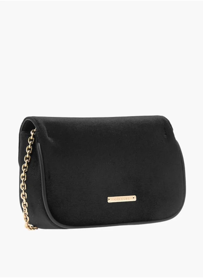 سيليست Womens Embellished Crossbody Bag With Chain Strap And Flap Closure
