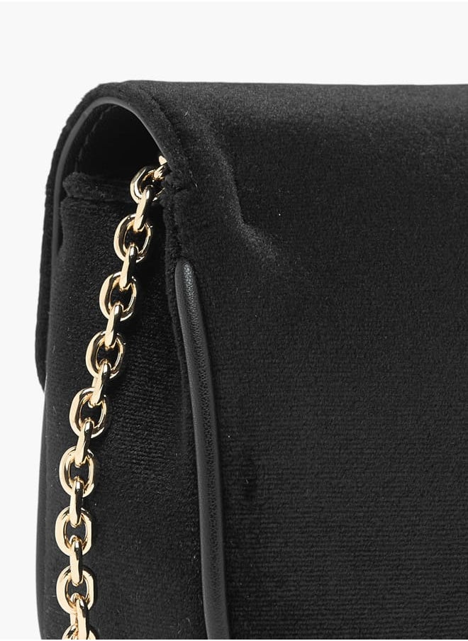 Celeste Womens Embellished Crossbody Bag With Chain Strap And Flap Closure  - Image 5