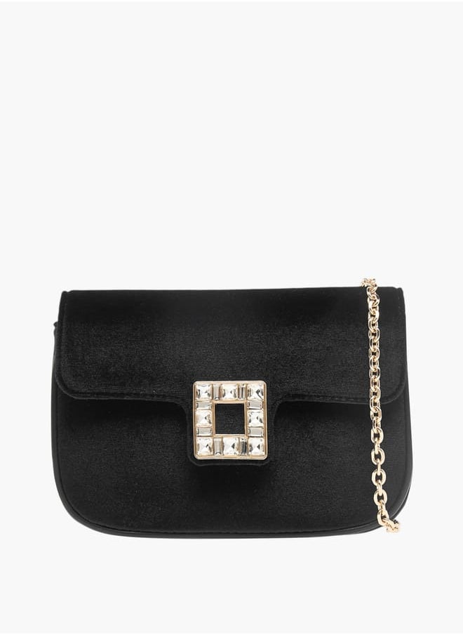 Celeste Womens Embellished Crossbody Bag With Chain Strap And Flap Closure  - Image 1