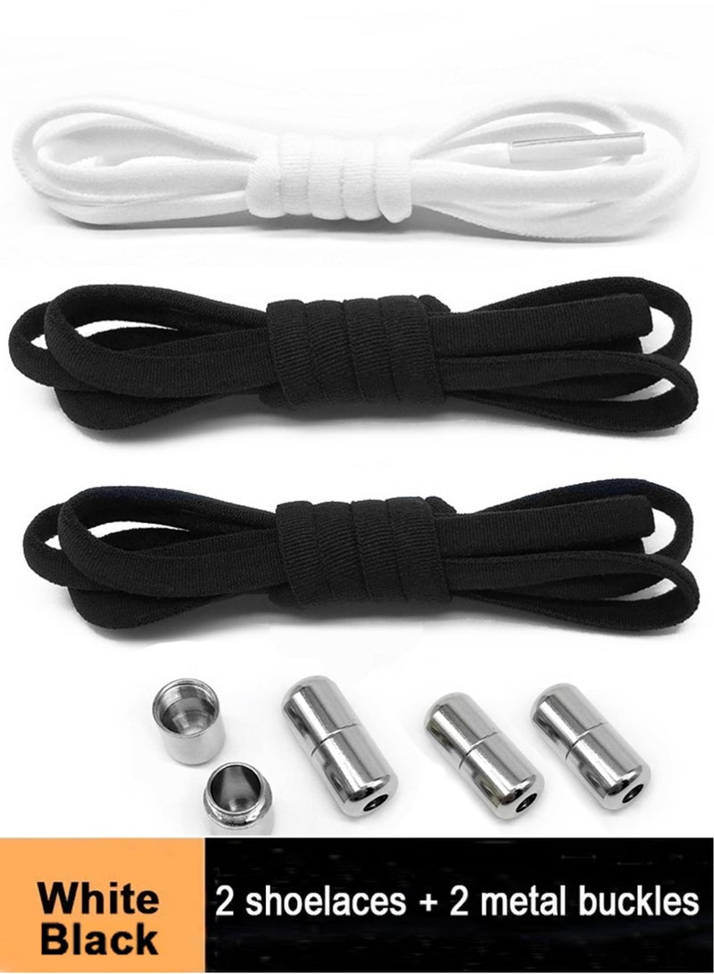 Bincoo 3 Pairs No Tie Shoe Laces Tieless Elastic Shoe Laces with Shoelaces Lock Connector, No Tie Shoelaces （Black, White） - Image 2