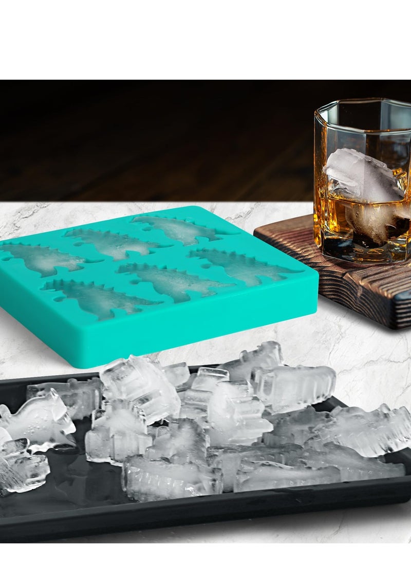 Dinosaur Ice Cube Mold, Ice Cube Mold, Freezer Safe Ice Maker for Summer Drinks, 6-Cavity Dinosaur Shaped Ice Cube Tray with Lid, Party and Cocktail (White) - Image 3
