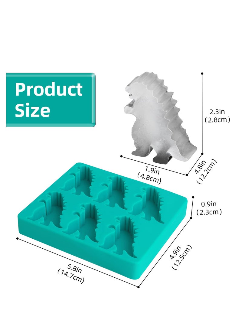 Dinosaur Ice Cube Mold, Ice Cube Mold, Freezer Safe Ice Maker for Summer Drinks, 6-Cavity Dinosaur Shaped Ice Cube Tray with Lid, Party and Cocktail (White) - Image 4