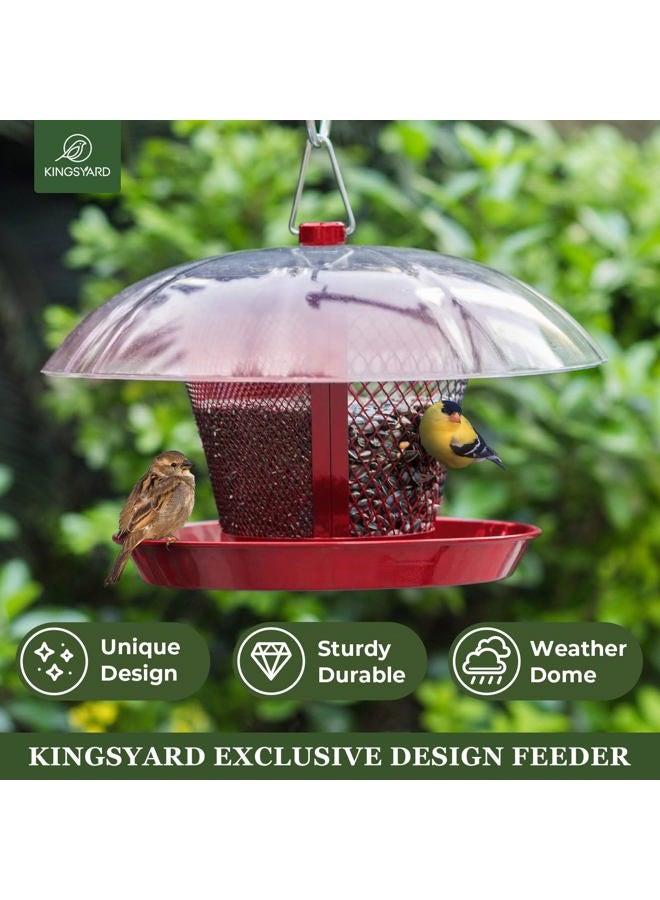Kingsyard Bird Feeder for Outside Metal Mesh Wild Bird Feeder with Weatherproof Dome Dual Feeders 2.5 lbs. Seed Capacity for Finch Cardinal - Image 2
