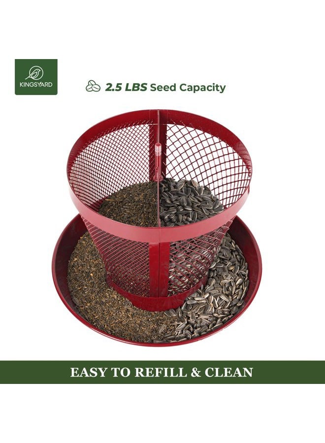 Kingsyard Bird Feeder for Outside Metal Mesh Wild Bird Feeder with Weatherproof Dome Dual Feeders 2.5 lbs. Seed Capacity for Finch Cardinal - Image 5