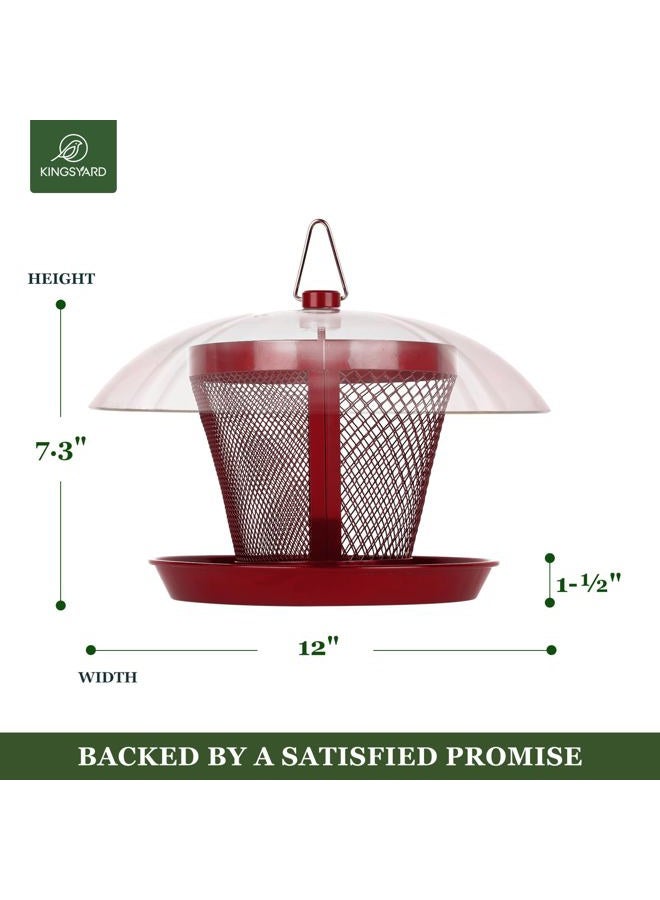Kingsyard Bird Feeder for Outside Metal Mesh Wild Bird Feeder with Weatherproof Dome Dual Feeders 2.5 lbs. Seed Capacity for Finch Cardinal - Image 3