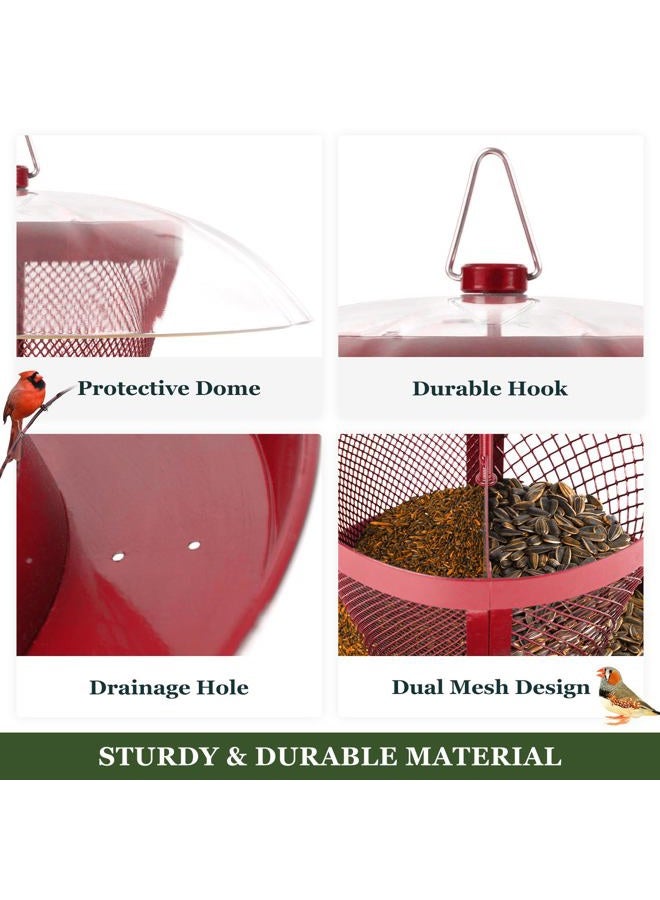 Kingsyard Bird Feeder for Outside Metal Mesh Wild Bird Feeder with Weatherproof Dome Dual Feeders 2.5 lbs. Seed Capacity for Finch Cardinal - Image 4