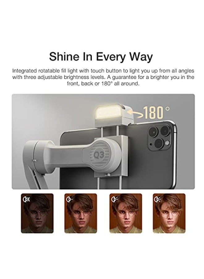 Zhiyun Smooth Q3 Handheld 3-Axis Smartphone Gimbal Stabilizer with Grip Tripod Vlog Compatible with iPhone Android Smartphone with Gesture Control,Live Stream,Object Tracking - Image 2