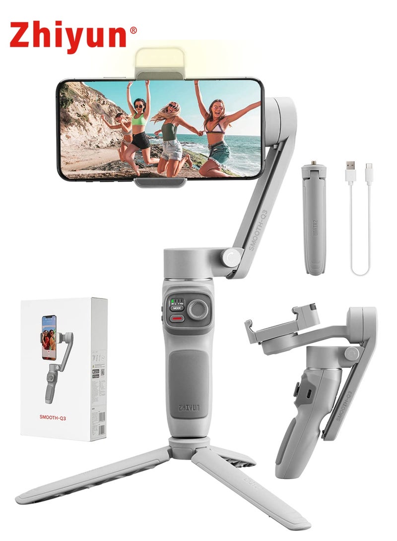 Zhiyun Smooth Q3 Handheld 3-Axis Smartphone Gimbal Stabilizer with Grip Tripod Vlog Compatible with iPhone Android Smartphone with Gesture Control,Live Stream,Object Tracking - Image 1