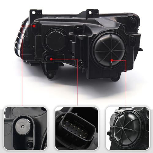 VLINCAR Projector Headlight Assembly Compatible with 2015 2016 2017 Chrysler 300 Halogen Headlamp with Bulbs w/LED DRL Black Housing & Clear Reflector Right Passenger Side - Image 5