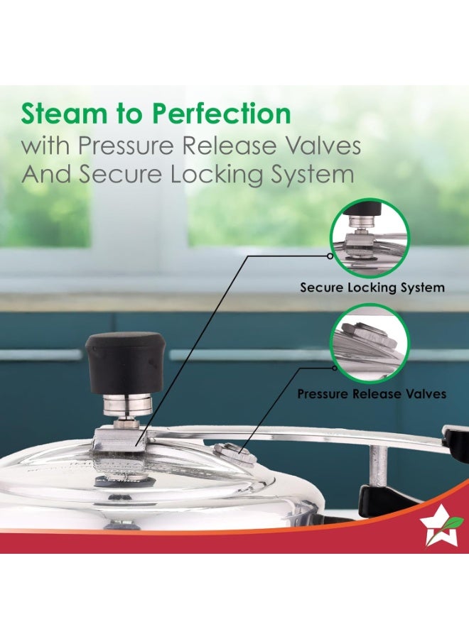 Wonderchef Alfa Aluminium Inner Lid Pressure Cooker | 3 Litre | Sautéing, Steaming, Frying, Boiling, Pressure Cooking | Induction and Gas Cooktops Friendly | BIS Approved | Cool Touch Handles - Image 4