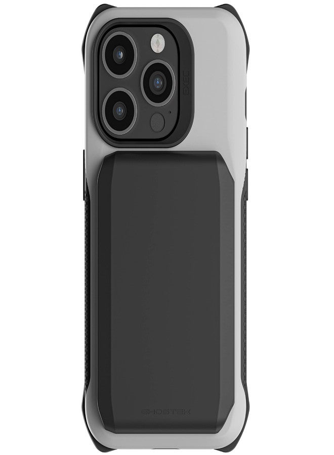 جوستك جراب Ghostek EXEC لهاتف iPhone 14 Pro مزود بحامل بطاقات ائتمان مغناطيسي MagSafe، يدعم ملحقات MagSafe والشواحن وحوامل السيارات. غطاء هاتف مصمم لهاتف Apple iPhone 14 Pro (6.1 بوصة) لعام 2022 (رمادي). - Image 1