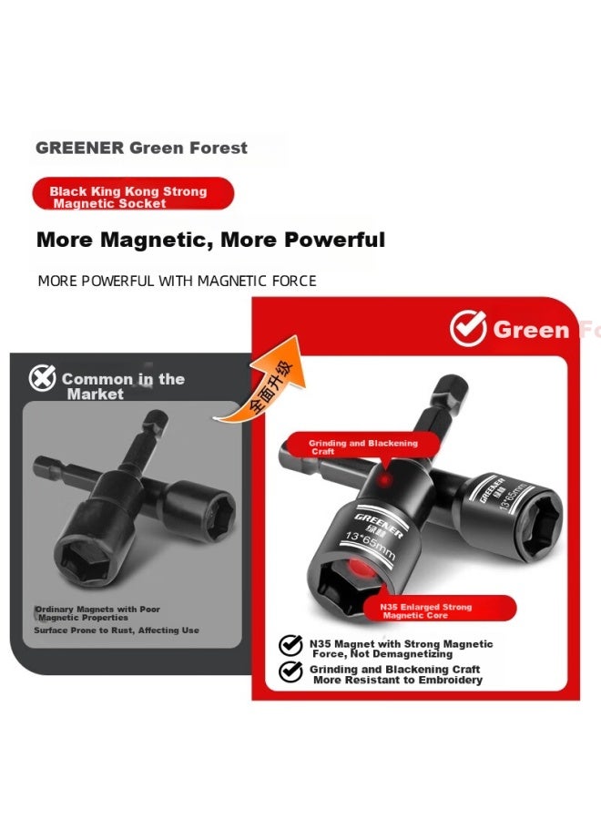 Greener Household Screwdriver Bit, Strong Magnetic Anti-slip Hexagonal Shank, Electric Drill Driver Bit, Electric Wrench Socket Screw Magnetic Screwdriver - Image 2