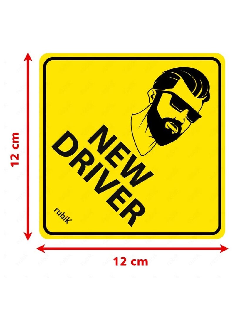 Rubik - New Driver Car Sign Self Adhesive Sticker, Reflective Removable for Beginners Car SUV Van Men Drivers (Size 12cm x 12cm) - Image 1