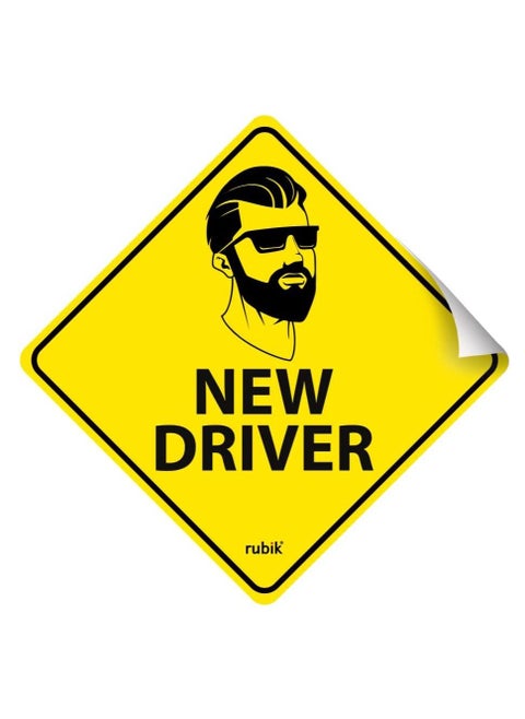 New Driver Car Sign Self Adhesive Sticker, Reflective Removable for Beginners Car SUV Van Men Drivers (Size 12cm x 12cm)