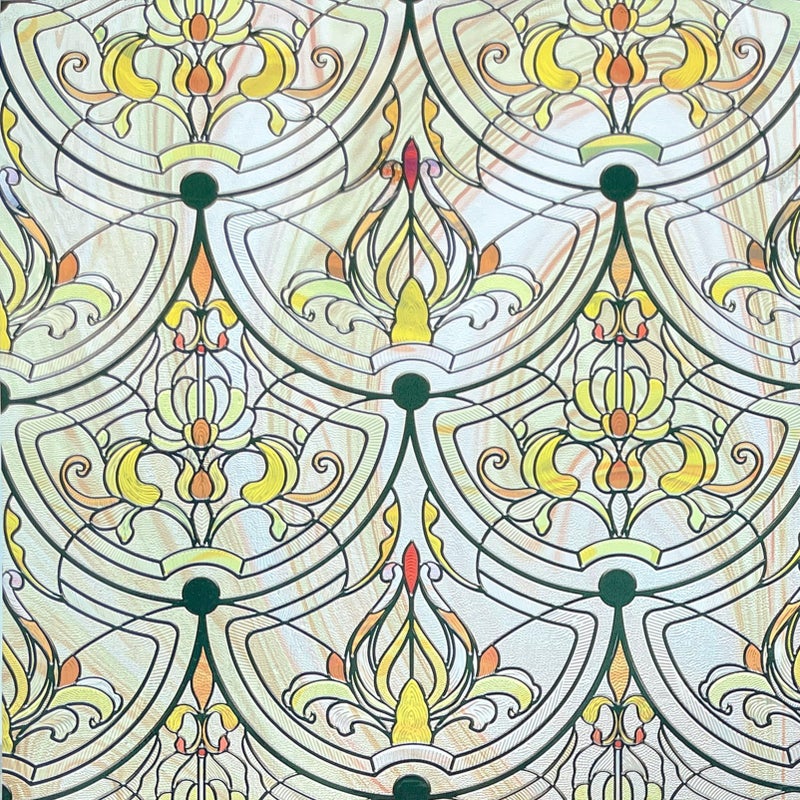 ADD.HERES 3D Stained Glass Window Film, Decorative Window Privacy Film for Bathroom,Front Door,Home, Sun Blocking Heat Control,Static Cling, Golden Ironwork 17.5inch x 47.24inch - Image 2